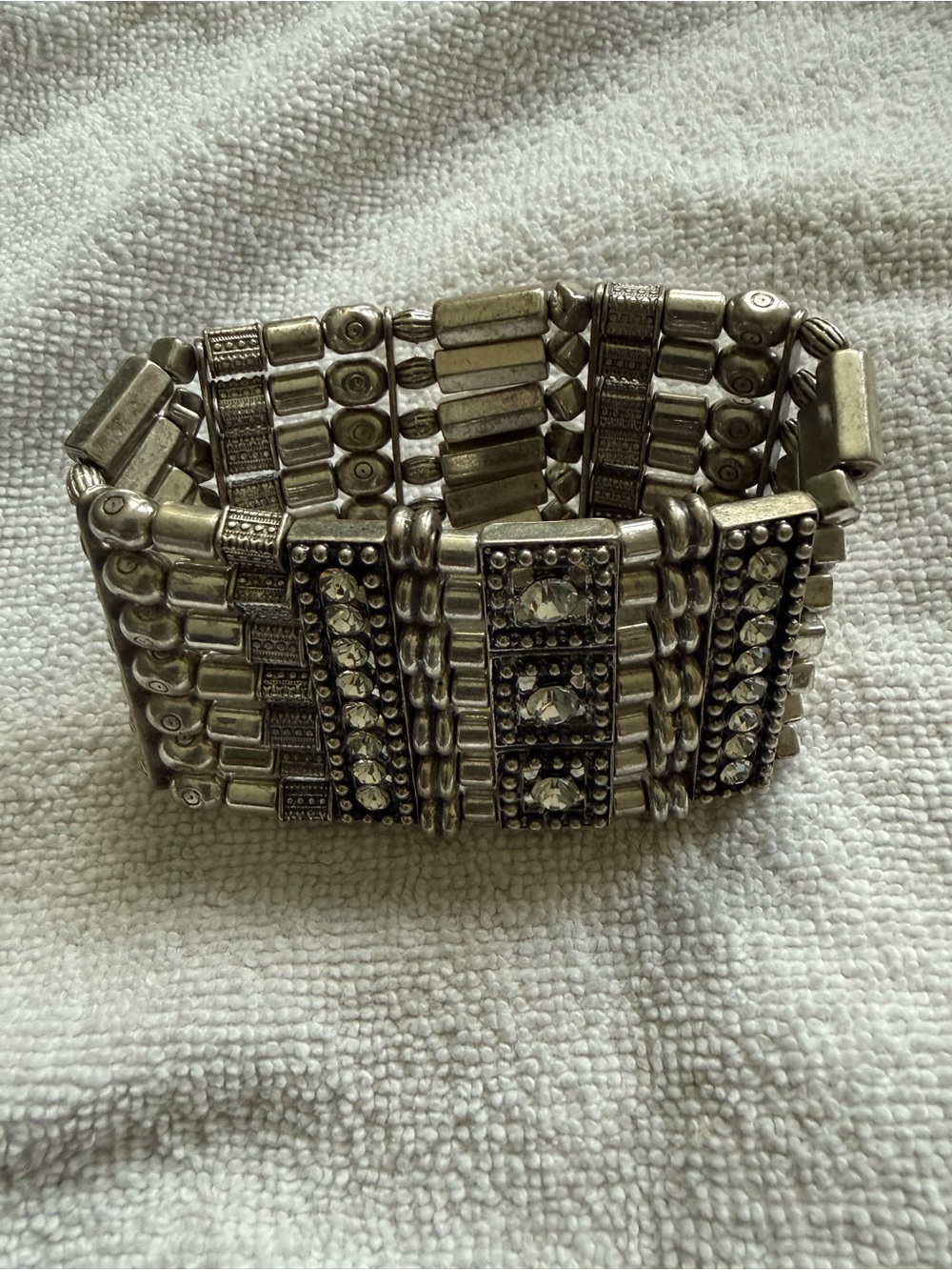 Silver-Tone Crystal Stretch Bracelet - Women's Fashion Jewelry